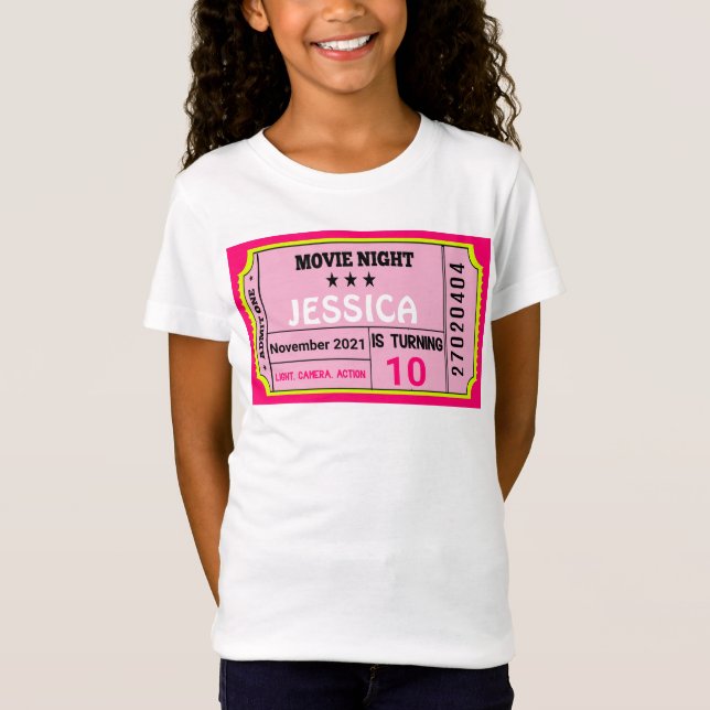 Camiseta Personalizado de Chica de cumpleaños de boleto noc (Anverso)