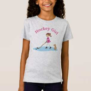 Camiseta Personalizado de Chica de hockey rosa