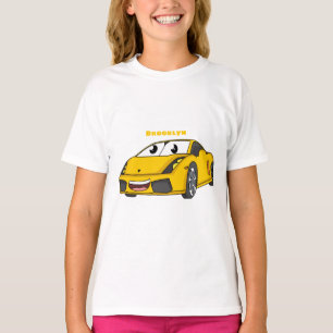 Camiseta Personalizado de coche deportivo amarillo alegre