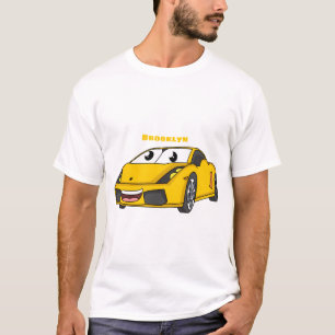 Camiseta Personalizado de coche deportivo amarillo alegre