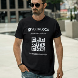Camiseta Personalizado de código QR negro y logotipo comerc