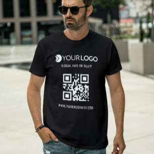 Camiseta Personalizado de código QR negro y logotipo comerc