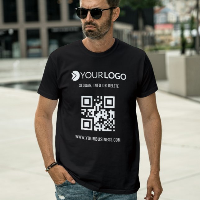 Camiseta Personalizado de código QR negro y logotipo comerc (Subido por el creador)