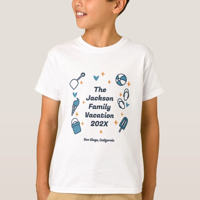 Camiseta Personalizado de Coincidencia de Doodle Beach Cute (Anverso)