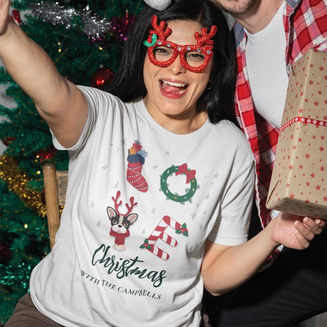Camiseta Personalizado de coincidencia de nombre de familia (Cute Family Christmas Custom Matching Tees)
