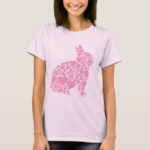Camiseta Personalizado de corazones de conejito rosado de P