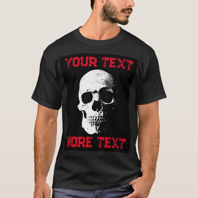 Camiseta Personalizado de cráneo de Halloween Mensajes de t (Anverso)