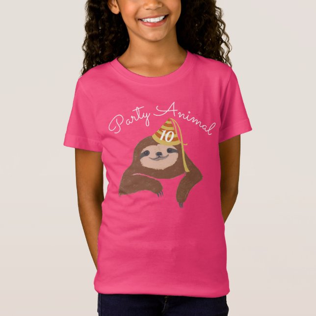 Camiseta Personalizado de cumpleaños de Sloth Fiesta Animal (Anverso)