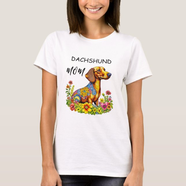 Camiseta Personalizado de Cute AI Dachshund Mom (Anverso)