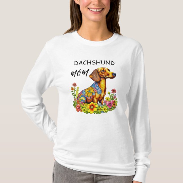 Camiseta Personalizado de Cute AI Dachshund Mom (Anverso)
