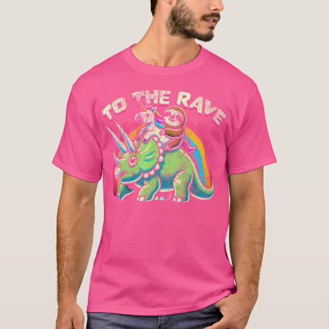 Camiseta Personalizado De Dinosaurios Edm Rave De Los Hombr (Anverso)
