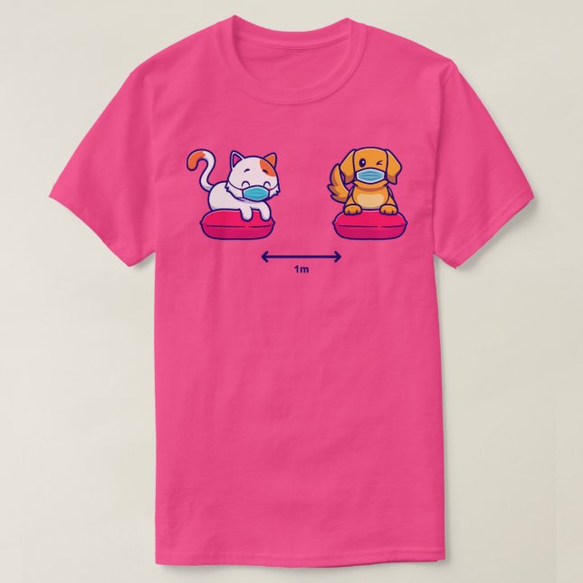Camiseta Personalizado de distanciamiento social de gato y  (Diseño del anverso)