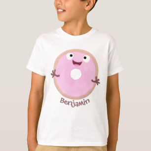 Camiseta Personalizado de donut rosa alegre y brillante