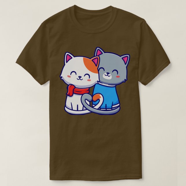 Camiseta Personalizado De Dos Gatos (Diseño del anverso)