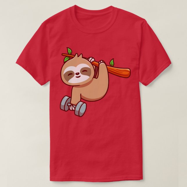 Camiseta Personalizado de Dumbbell con esloth de Cute (Diseño del anverso)