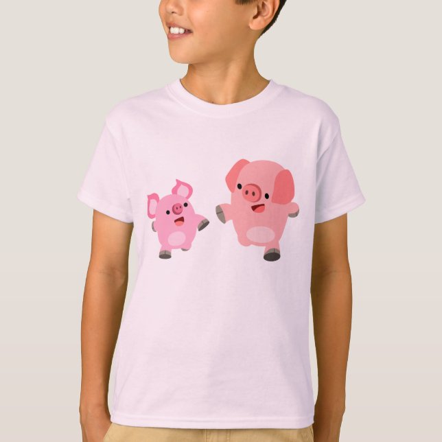Camiseta Personalizado de ejecución suave Cerdos Niños Cami (Anverso)