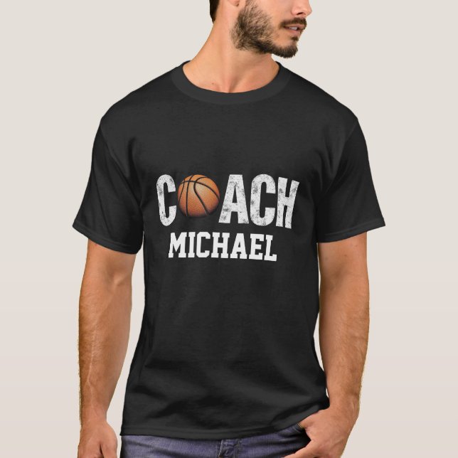 Camiseta Personalizado de entrenador de básquetbol con nomb (Anverso)