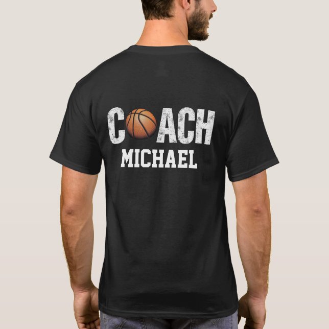 Camiseta Personalizado de entrenador de básquetbol con nomb (Reverso)