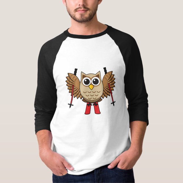 Camiseta Personalizado de esquiar de búho (Anverso)