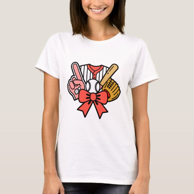 Camiseta Personalizado de fanáticos deportivos Red Bow Bat  (Anverso)