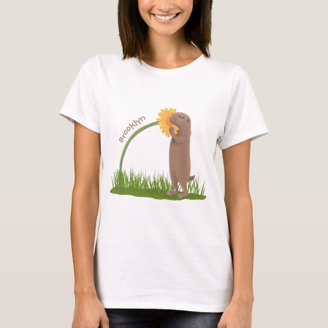 Camiseta Personalizado de flor de esnifado de perro de prad (Anverso)