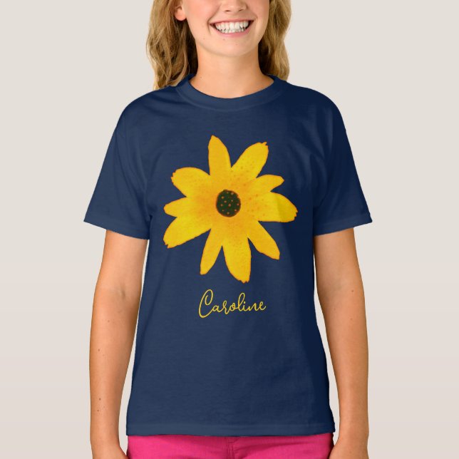 Camiseta Personalizado de flor de girasol en el país amaril (Anverso)