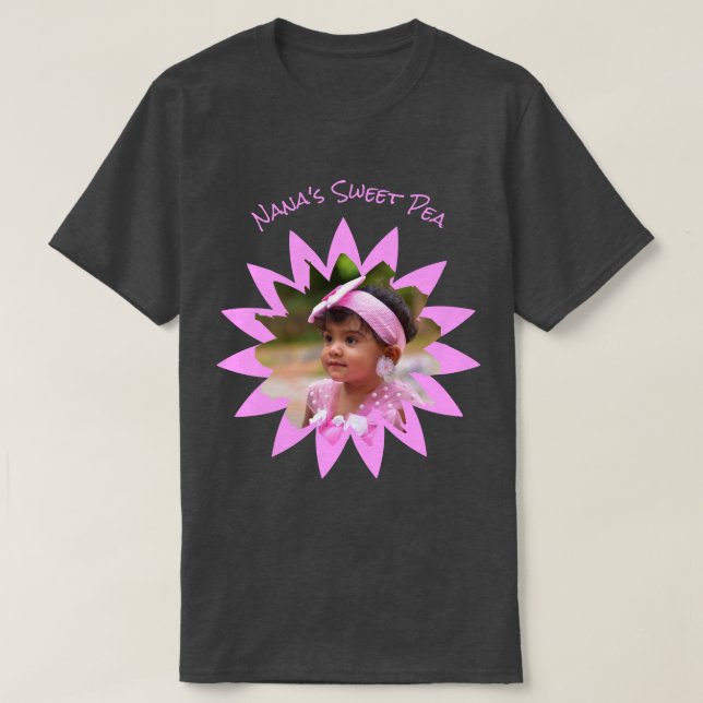 Camiseta Personalizado de forma de flor Foto plantilla rosa (Diseño del anverso)
