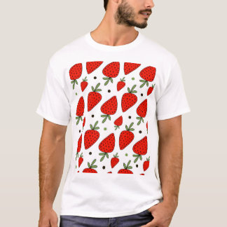 Camiseta Personalizado de fresas rojas patrón sin foco