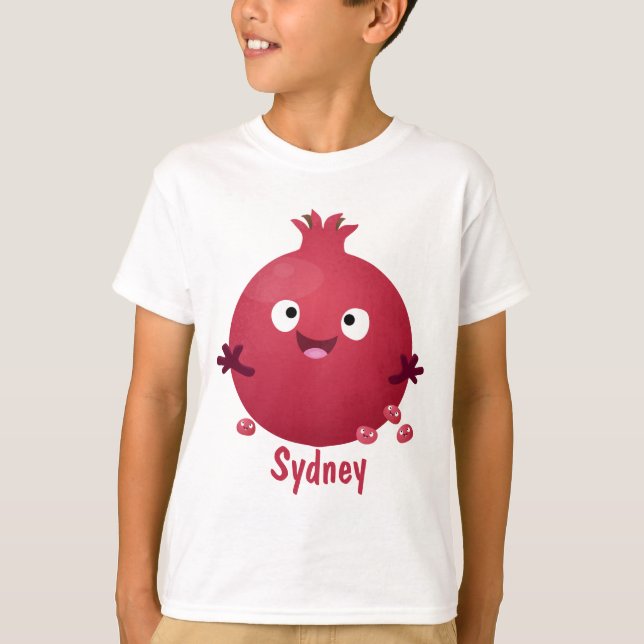 Camiseta Personalizado de frutas pomegranadas alegres (Anverso)