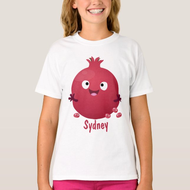Camiseta Personalizado de frutas pomegranadas alegres (Anverso)