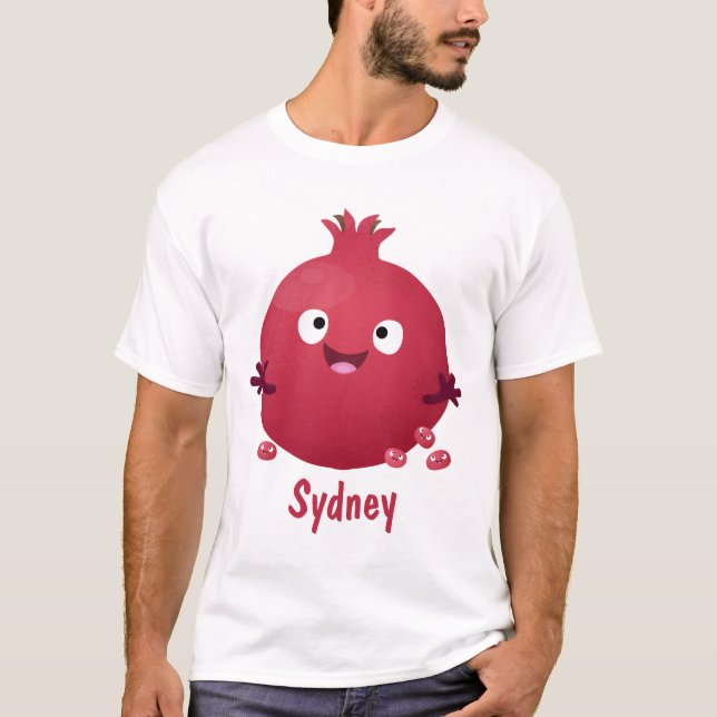 Camiseta Personalizado de frutas pomegranadas alegres (Anverso)