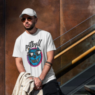 Camiseta Personalizado de gafas de sol de Pitbull Dog