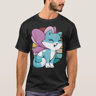 Camiseta Personalizado de gato de época con alas de hadas,
