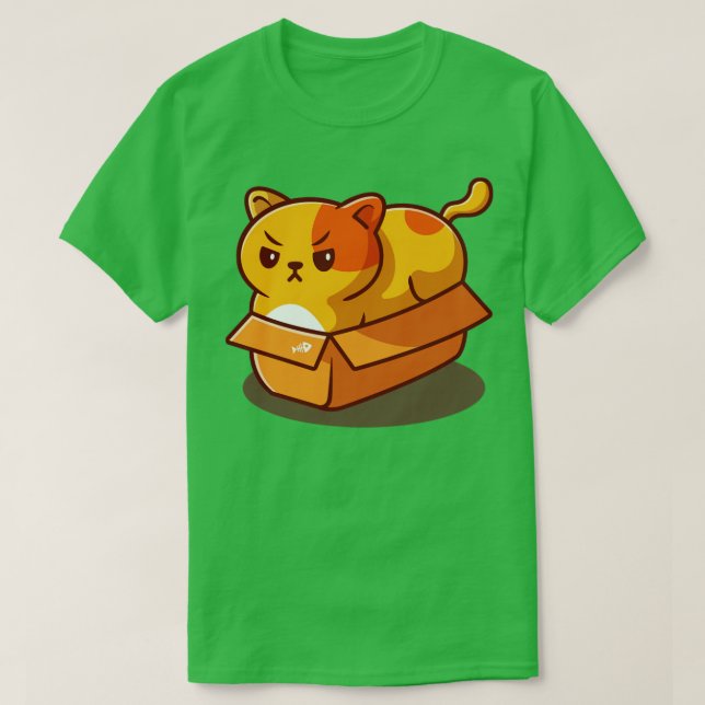 Camiseta Personalizado De Gato Grasa En Caja (Diseño del anverso)