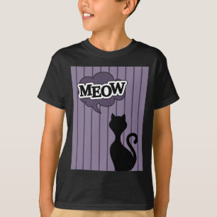 Camiseta Personalizado de gato negro dice morado