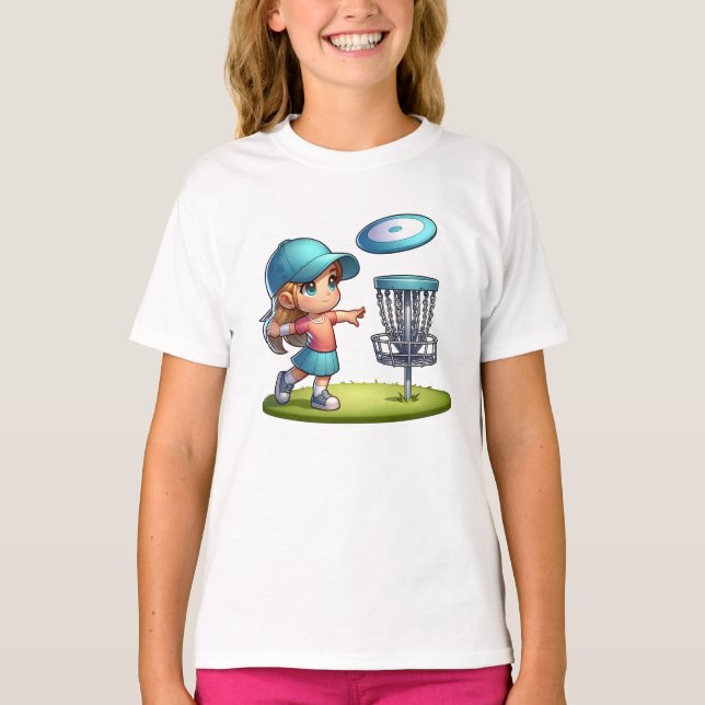 Camiseta Personalizado de golf Cute Little Girl Disk (Anverso)