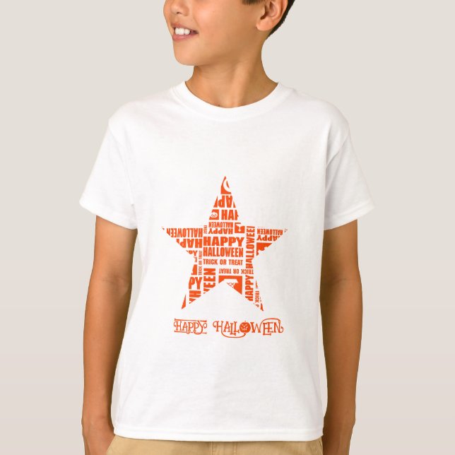 Camiseta Personalizado de Halloween Guay Naranja de tipogra (Anverso)