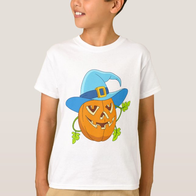 Camiseta Personalizado de la Calabaza del Gorra de la Bruja (Anverso)