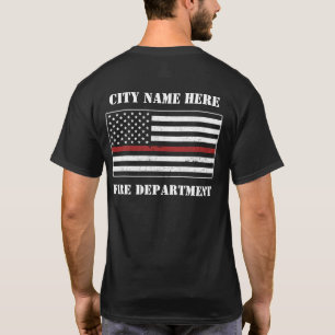 Camiseta Personalizado de la línea roja delgada bandera de