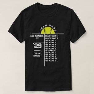 Camiseta Personalizado de la lista de equipos de Softbol No