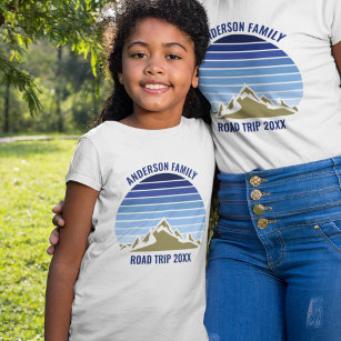 Camiseta Personalizado de la Montaña Blue Sunset Familia Re