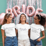 Camiseta Personalizado De La Mujer De Novia Muy Probable Co<br><div class="desc">Personalizar un guión moderno de dama de honor con el diamante sobre la i con graciosas declaraciones para la fiesta de la soltera. Camisetas amables que son divertidos por la fiesta de novias. La camiseta de la novia correspondiente se puede encontrar en mi tienda,  PageCreativeDesigns.</div>