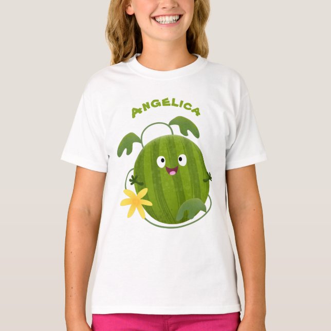 Camiseta Personalizado de la sandía sonriente alegre (Anverso)