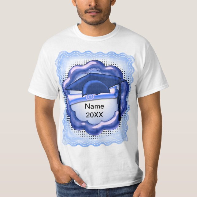 Camiseta personalizado de la tapa de tono azul (Anverso)