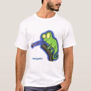Camiseta Personalizado de lagarto de camaleón verde lindo