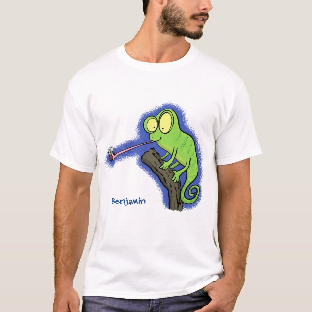 Camiseta Personalizado de lagarto de camaleón verde lindo (Anverso)