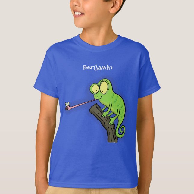 Camiseta Personalizado de lagarto de camaleón verde lindo (Anverso)