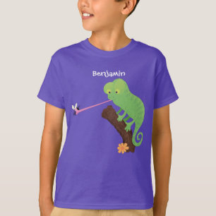 Camiseta Personalizado de lagarto de camaleón verde lindo