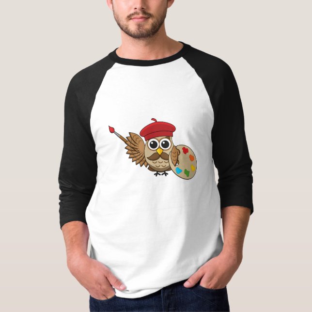 Camiseta Personalizado de Lechuza Cute Painter (Anverso)