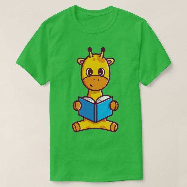 Camiseta Personalizado de libro de lectura de jirafa cuta (Diseño del anverso)